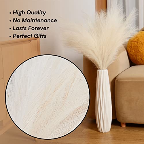 Faux Pampas Grass, 9 PCS 37''/3.1FT Tall Fluffy Fake Pompas Floral, Large Artificial Pompous Grass Branches for Floor Vase Fillers, Boho Farmhouse Room Wedding Decor - color: Ivory