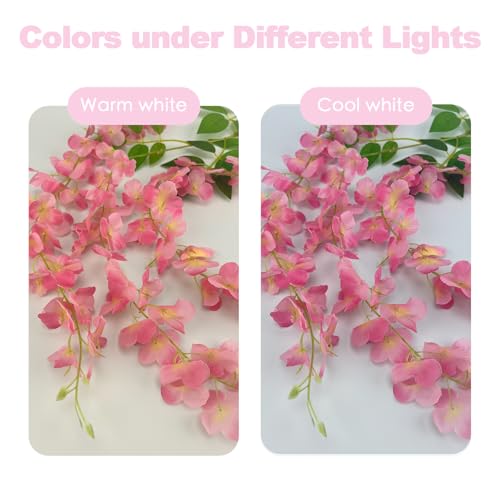 BIRDDIE 24Pcs of Artificial Wisteria Hanging Flowers, 3.75 Feet Fake Wisteria Flower Strings for Backdrop, Wedding, Ceremony,Garden and Home Wall Decoration (Pink) - color: Pink, size: 24 pcs