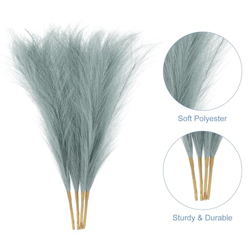 uxcell 4pcs Faux Pampas Grass 17 Inch 6 Stem Artificial Fake Dried Pampas Grass Decor for Floor Vase Filler, Wedding Decoration, Home Decoration, Dark Grey - color: Dark Grey