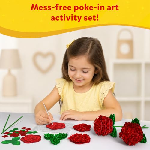 Skillmatics Poke-in Art - Rose Bouquet, Mess-Free Fun for Kids, DIY Wood Craft Kits, Creative Activity, Gifts for Girls & Boys Ages 4, 5, 6, 7, 8, 9, 10, 11, 12 - style: 8. Rose Bouquet
