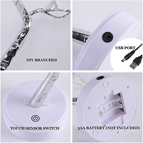 OURBAOFU 20” 108LED Fairy Sparkly Tree Lamp with Remote Control, USB&3AA Powered 8 Modes, DIY Bonsai Artificial Tree Lights, Fairy Spirit Tree Light for Bedrooms Desktop Christmas (Warm White) - color: Warm White, size: 108LED with Remote