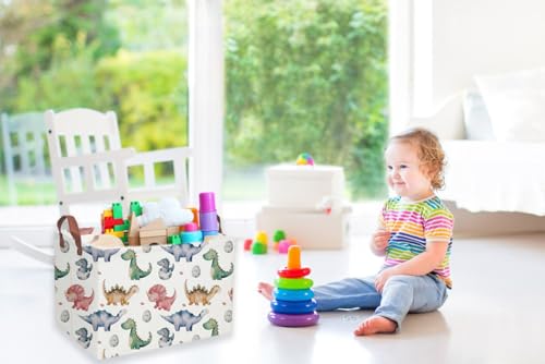 Rectangular Dinosaur Basket,Kids Baskets.Dinosaur Bins for Boys, Cute Bins with Handles.Space Bin,Toys Box,Books Baskets,Gifts Bin. (Dinosaur basket) - color: Dinosaur basket