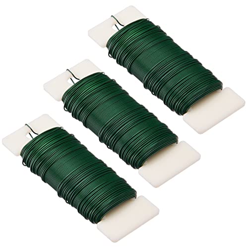Hapeper 22 Gauge Floral Flexible Paddle Wire for Christmas Wreath Tree, Flower Arrangements, 3 Pack 114 Yards (Green) - color: Green