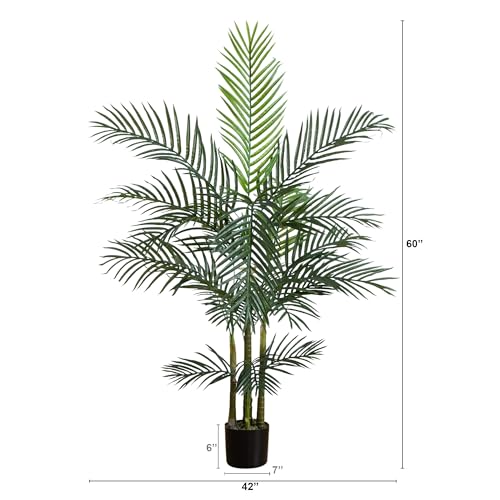 Nearly Natural 5ft. UV Resistant Artificial Areca Palm Tree (Indoor/Outdoor) - size: 5ft