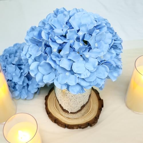 Hydrangea Flower Balls for Centerpieces - 12 PCS Artificial Floral Arrangement with Base, 8.27 Inch Diameter Fake Silk Kissing Ball for Wedding Table Home Party Decor - Light Blue - color: Light Blue-8 Inch-12 Pcs, size: Small Size