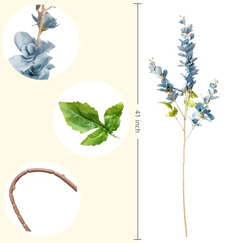 6PCS Dark Blue Delphinium Artificial Flowers Espigas para Jarrones Fake White Flowers Tall Flowers for Floor Vase Flowers for Tall Vase Floral Arrangements Home Table Wedding Decor - color: Dark Blue