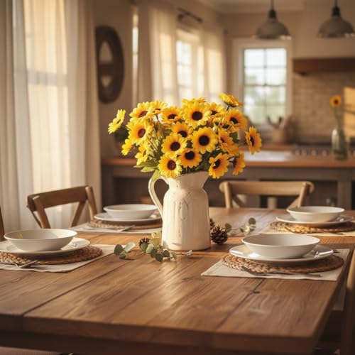 100Pcs Yellow Fashion Artificial Flower Heads Mini Fake Sunflower Decorative Fabric Flowers Craft Floral Embellishments for Wreaths Wedding Artificial Flowers