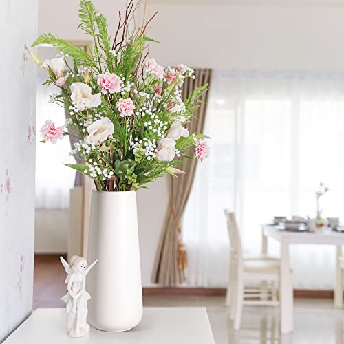 D'vine Dev 11 Inch Ceramic Flower Vase Matte Finishing, Minimalist Design for Home Décor, Bedroom, Living Room, Centerpieces, Office, White, VS-XH-D-2 - color: White, size: 11 Inch