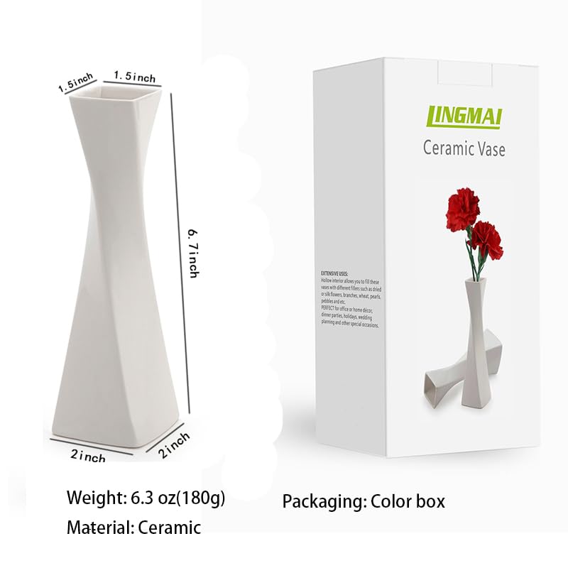 White Vases for Decor Ceramic Vases for Home Decor Accent, Farmhouse Vase Sets for Decor, Rustic Ceramic Vase Set, White Vase Decorative Vases, Home Decor Vases (Ceramic, 2 Pack（White）) - color: 2 Pack（white）