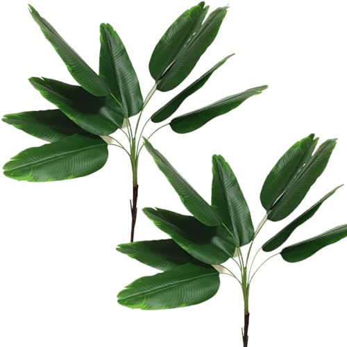 Artificial Bird of Paradise Plant, Faux Palm Plants with Real Touch Leaves Fake Banana Tree Plastic Stems for Home Room Greenery Decor Office Indoor Outdoor Garden Wedding Party DIY Decorations 2 Pack - color: Bird of Paradise Plant - 2 Pack