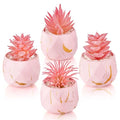 Der Rose 4 Packs Pink Fake Plants Small Succulents Plants Artificial for Pink Bathroom Vanity Decor Office Desk Accessories Wedding Gifts for Women