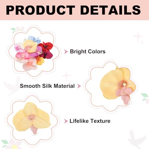 uxcell 10 Pcs Artificial Orchid Flower Heads, Fake Butterfly Orchid Heads Bulk Artificial Flowers for DIY Wedding Bouquets Centerpieces Party Home Decorations, Orange Yellow - color: Orange Yellow