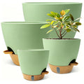 12"/10"/9"/8" Self Watering Pots with Visual Water Window,Extra Large Self Watering Plant Pots with Drainage Holes & Saucers,Green Planters for Indoor Plants,4-Pack - color: Green
