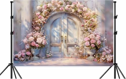 5X3ft Pink Floral Photography Backdrop, Retro Oil Painting Flowers Photography Backdrop Dreamlike Wedding Portrait Photo Background Wedding Birthday Party Background Banner Decor - color: Pink, size: 5x3ft