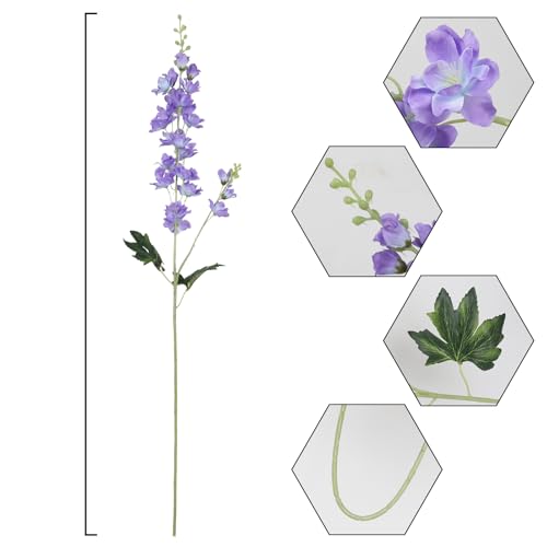 8PCS Purple Delphinium Artificial Flowers 33.5'' Faux Hyacinth Flowers Long Stem Silk Flowers for Tall Vase Home Wedding Table Decor(Light Purple) - color: Light Purple