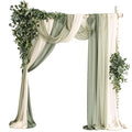Ling's moment Wedding Arch Kit, Green Flowers & Sheer Drapes | Artificial Flowers, Luxury Ceremony Backdrop for Brides & Planners, Garden & Outdoor Weddings, Spring & Summer, 5-Piece Set - color: Wht-sage Green