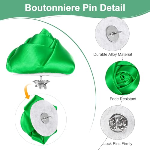 M METERXITY 16-Pack Lapel Pin for Men, Handmade Flower Brooch Button Pins for Men Suits, Formal Boutonnieres for Wedding/Groom/Corsage - color: Dark Green