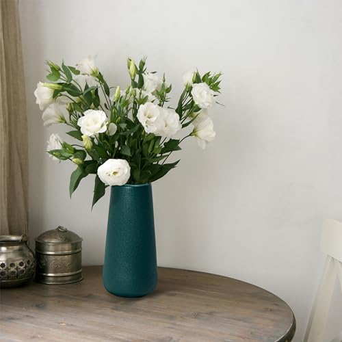 D'vine Dev 8 Inch Ceramic Flower Vase Textured Finishing, Minimalist Design for Kitchen, Bedroom, Living Room, Centerpieces, Office, Emerald Sandstone, VS-XH-C-1 - color: Emerald Sandstone, size: 8 Inch
