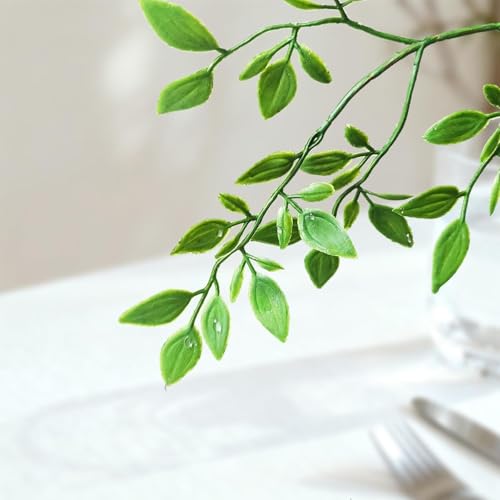 4 Pcs 43.3 Inch Green Nandian Fake Plants Greenery Stems for Vase Decor, Artificial Plants Faux Branches for Vase Filler Fake Leaves Office Home Decor - color: Green Nandina, size: 4 Pcs