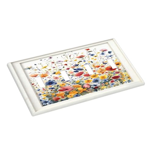 Decorative Art Light Switch Covers Watercolor Wildflower Bouquet Quad Toggle 4 Gang Wall Plate Switch plate Electrical Faceplate for Home Decor - color: Watercolor Wildflower Bouquet, size: 4-Gang Quad Toggle /8 x 4.5 IN