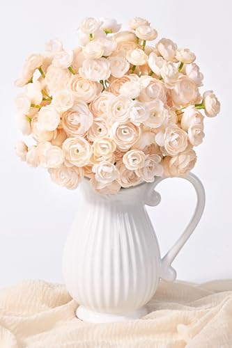 Waipfaru Ranunculus Artificial Flowers, 36Pcs 14In Fake Peonies Artificial Flowers, Faux Flower for Vase Silk Flower Real Touch Faux Peony Bulk for DIY Wedding Bouquet Home Bridal Shower Decor - color: Champagne, size: 36Pcs