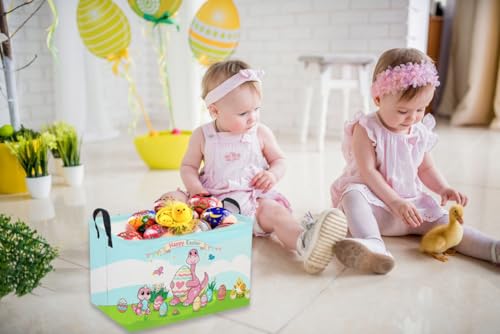 Rectangular Easter Dinosaur Basket,Dinosaur Basket.Cute Baskets for Room Decor, Kids Baskets with Handles.Books Bins,Gifts Box. (Cute dinosaur) - color: Cute dinosaur