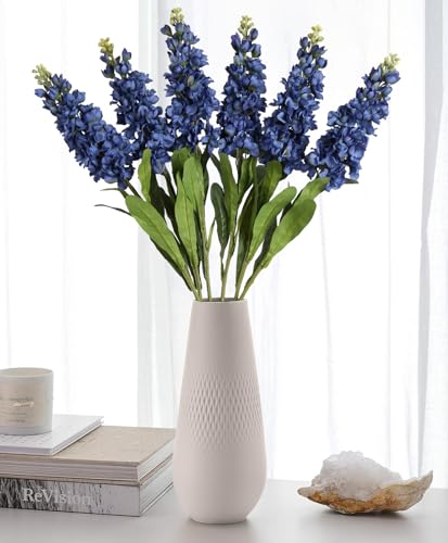 IPOPU Snapdragon Artificial Flowers 6PCS 31.50" Delphinium Fake Flowers Violet Blue Long Stem Silk Flowers Antirrhinum Majus Faux Flowers for Home Garden Wedding Decor Floral Arrangement (Violet Blue) - color: Violet Blue