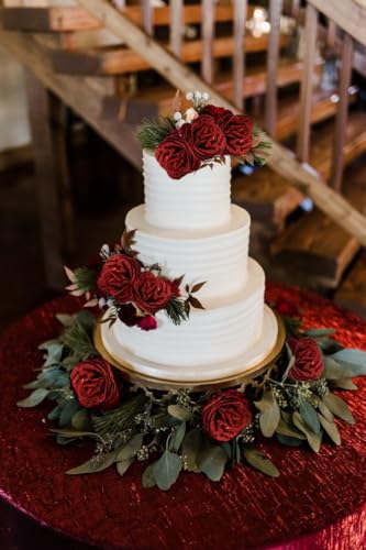 Artificial Roses, 30PCS Red Glitter Silk Roses for Wedding Bouquet, Party, Christmas, Home Decor - color: Red