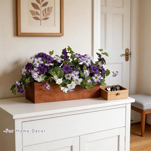 summer flower 2 Pack Faux Petunias Outdoor UV Resistant Artificial Flowers for Planters, Realistic Fake Flowers for Outdoor Decor, Porch, Hanging Baskets,Spring Home Decoration(Purple White) - color: Purple-2