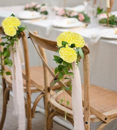 IPOPU Carnations Artificial Flowers,6PCS Real Touch Faux Yellow Carnations 20'' Fake Silk Flowers Bulk for Wedding Bouquet Party Table Centerpieces Home Decor (Yellow) - color: Yellow