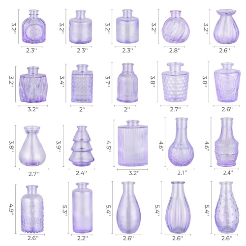 BEAHOT Bud Vase in Bulk - Flower Vases for Wedding Decorations, Glass Vase for Table Decorations, Small Vase for Home, Mother's Day, Centerpieces, Party, Office (32pack,Purple) - color: Purple