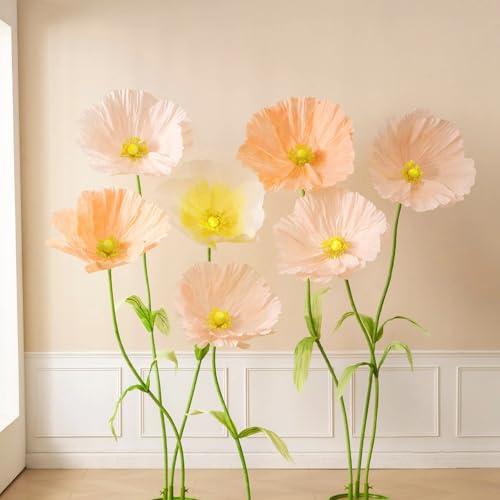 Large Paper Artificial Flowers, 7 Pcs/Set Giant Flowers for Decoration, Giant Paper Flowers for Wedding Birthday Party Banquet, Mother's Day Backdrop Decor, Photography Props, Shop Window - size: 7 Pcs/Set - Fiber Cloth