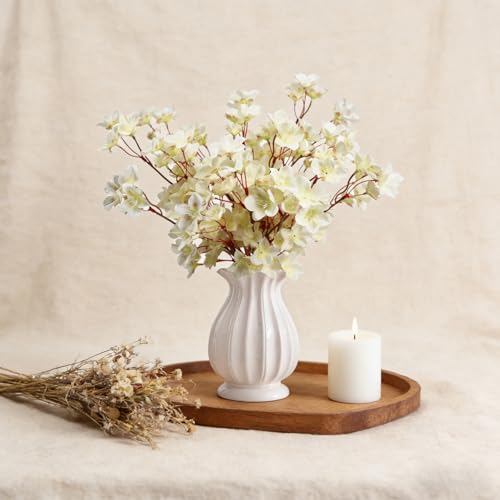 Tinsow Artificial Cherry Blossom Peach Flowers Cream White Spring Flowers for Spring Table Centerpiece Wedding Home Decor (6, Ivory) - color: Ivory