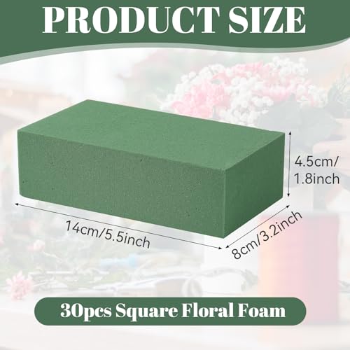 Floral Foam Bulk 30Pcs Green Flower Foam Blocks Wet Dry Foam | High Density Floral Foam for Stable Flower Arrangement, Strong Fixing Ability, Ideal for Wedding Party and Decoration Use - color: green
