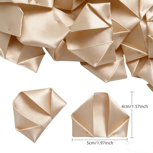 300Pieces Premade Satin Ribbon Rose Petals Half-Finished for Eternal Rose DIY Ramos Forever Flowers Bouquets Everlasting Floral,for Wedding,Anniversary,Engagment (300 Golden Champagne) - color: 300 Golden Champagne