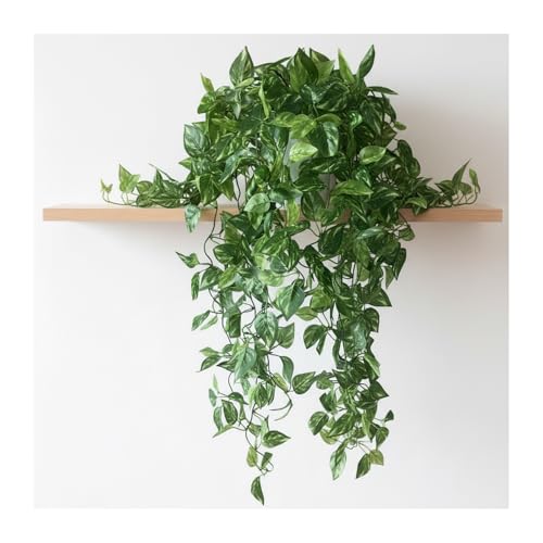 35.5" Artificial Pothos Ivy Plants Set of 2 with Pots, Fake Hanging Greenery Silk Leaves for Home Decor, Realistic Faux Plants for Shelf Tabletop Office, No Maintenance Needed (Light & Dark Green)