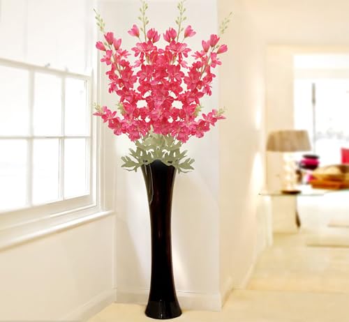 FERIAL 4pcs Artificial Delphinium Faux Rosered - color: Rose-red