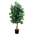 Nearly Natural 4ft Triple Trunk Ficus Silk Tree with Natural Wood Trunks and Dense Foliage, Mid-Size Faux Floor Plant for Home and Office - size: 4ft, style: Tree in Pot