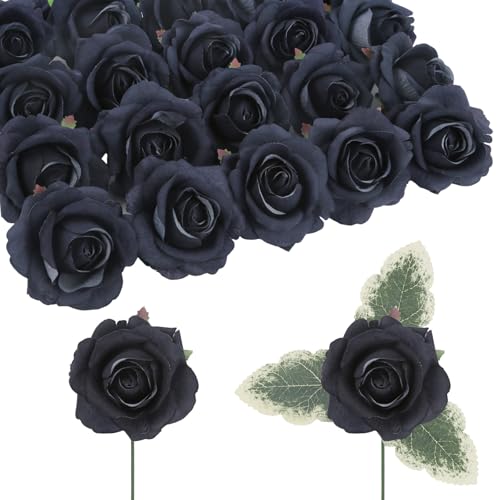 IPOPU Rose Artificial Flowers 20pcs Realistic Velvet Faux Rose with Stems Grey Fake Rose Flowers in Vase for DIY Wedding Bouquets Bridal Shower Party Centerpieces Table Home Decor (Grey) - color: Grey