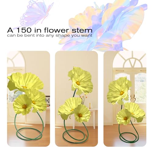 Wedding Giant Flowers Decorations, Large Paper Flowers, Artificial Flower Art Wall Decoration for Reception Banquet Outdoor Ceremony Church Spring Wedding Arrangements 3 Pack (Yellow) - color: Yellow Poppy