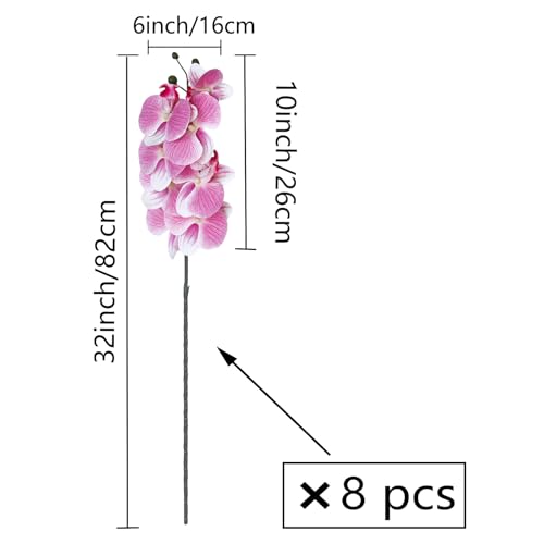 FagusHome 8 Pcs Artificial Phalaenopsis Flowers 32 Inch Artificial Orchid Flowers Fake Flowers Stem Plants for Home Décor (Pink) - color: Pink