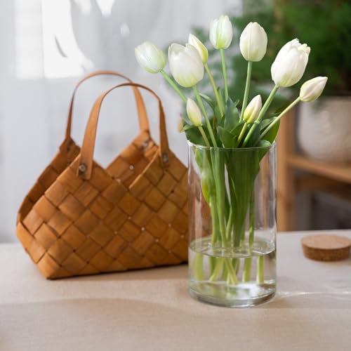 10 Pcs Fake Tulips Tulips Artificial Flowers Real Touch Fake Flowers Artificial Flower Bouquet for Home Table Party Wedding Decoration (White) - color: White