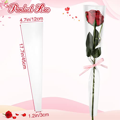 Yexiya Single Rose Sleeve Bouquet Bags for Flowers Floral Packaging Bag Single Flower Wrapping Paper Flower Bouquet Sleeves for Mother's Day Valentine's Gift Wedding(200 Pcs,White) - color: White