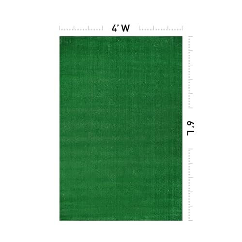 Rugshop Artificial Grass Indoor Outdoor Area Rug, Lightweight Synthetic Turf with Rubber Backing, Easy to Clean Polypropylene Lawn Mat for Patio, Balcony, Deck, 4' x 6', Green - size: 4' x 6' (Rectangular)