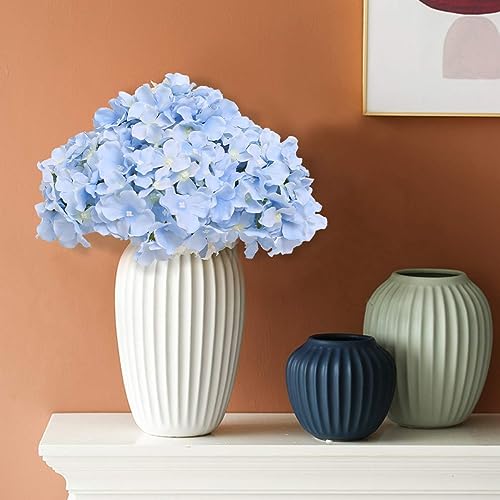 Fake Blue Hydrangea Artificial Flowers - Faux Silk Hydrangeas Flowers Heads with Stems Real Touch for Home Wedding Party Table Decor(Blue,Pack of 10) - color: Blue