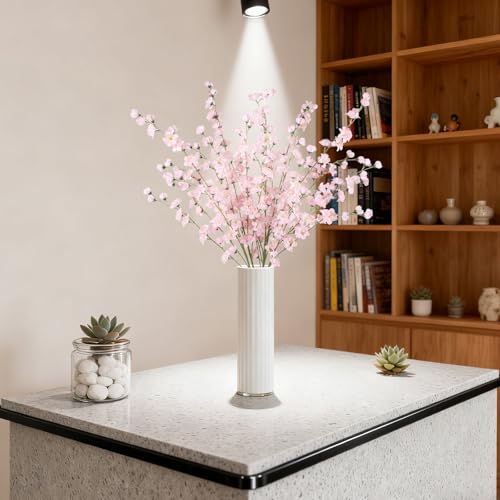 43.3’’ Pink Delphinium Artificial Flowers 5pcs Long Stem Faux Larkspur Flowers Artificial Silk Flowers for Floor Vase Wedding Centerpiece Home Garden Decoration(Pink) - color: Pink