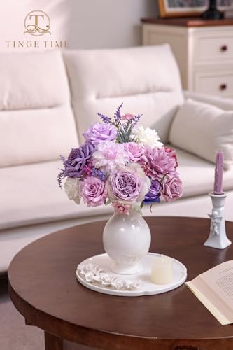 TINGE TIME Fake Flowers Artificial Flowers Peonies Bulbous Chrysanthemum Daisy Hydrangea Sunflower Violets Dahlia Daffodils Epiphyllum Orchid Cherry Blossom Camellia Leyaron (Light Purple) - color: Purple
