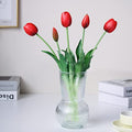 16-inch Premium Real Touch Fake Tulips, Artificial Flowers with Buds, Flexible Stem Easy to Shape, Faux Tulips (Vase not Included), 5-Pack Set of Passion Red - color: Passion Red