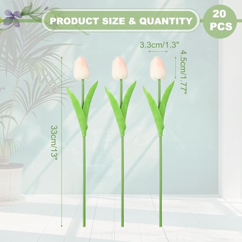 uxcell 20pcs Tulips Artificial Flowers, Faux Flowers Silk Fake Tulip Stems Real Touch for Wedding Bouquet Centerpiece Table Party Decoration(Light Peach Pink) - color: Light Peach Pink