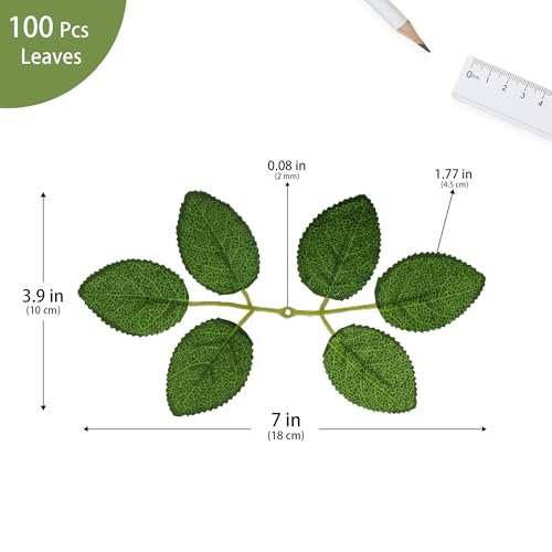 100 Pcs Artificial Flowers Green Leaf Bulk Faux Greenery Silk Fake Rose Leaves Bouquet Garland Wreath Floral Arrangement Supplie DIY Craft (6 Medium-Leaf Green) - color: 02. 6 Medium-leaf Green